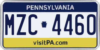 PA license plate MZC4460