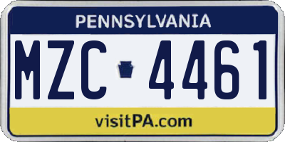 PA license plate MZC4461