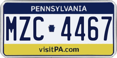 PA license plate MZC4467
