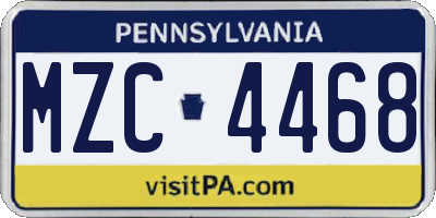 PA license plate MZC4468