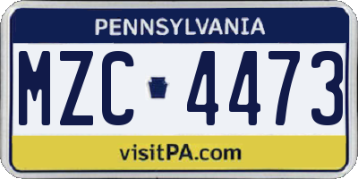PA license plate MZC4473