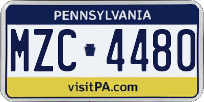 PA license plate MZC4480