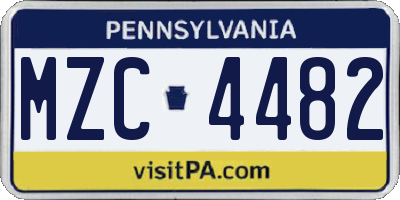 PA license plate MZC4482