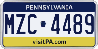 PA license plate MZC4489