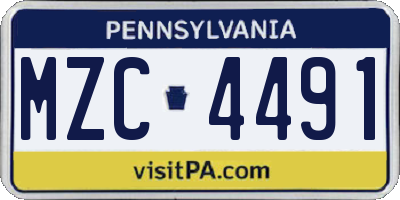 PA license plate MZC4491
