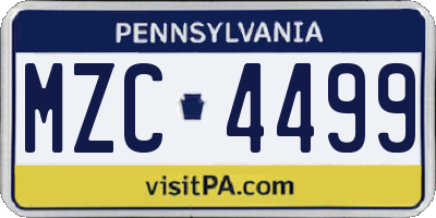 PA license plate MZC4499