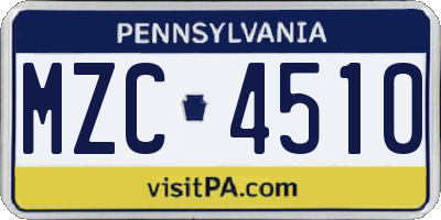 PA license plate MZC4510
