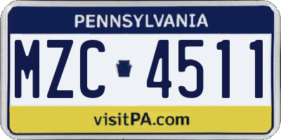 PA license plate MZC4511