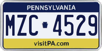 PA license plate MZC4529