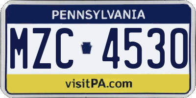 PA license plate MZC4530