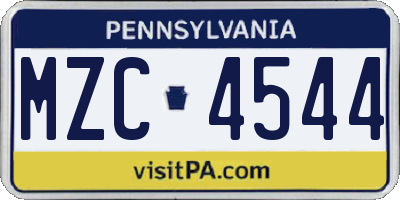 PA license plate MZC4544