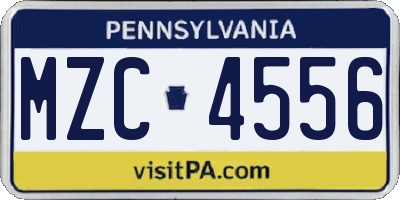 PA license plate MZC4556