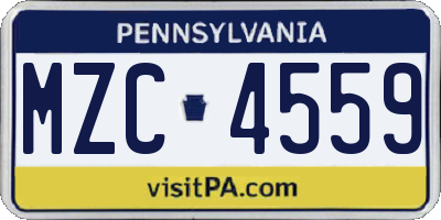PA license plate MZC4559