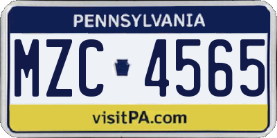 PA license plate MZC4565