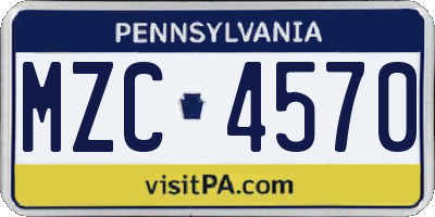 PA license plate MZC4570