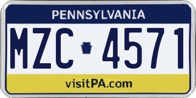 PA license plate MZC4571