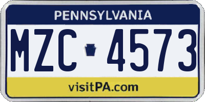 PA license plate MZC4573