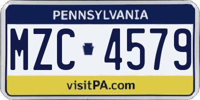 PA license plate MZC4579