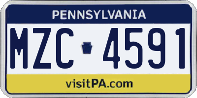 PA license plate MZC4591