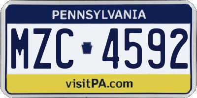 PA license plate MZC4592