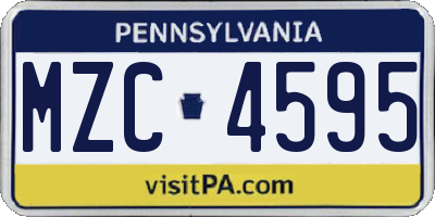 PA license plate MZC4595