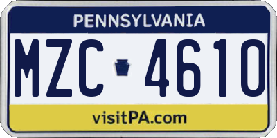 PA license plate MZC4610