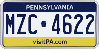 PA license plate MZC4622