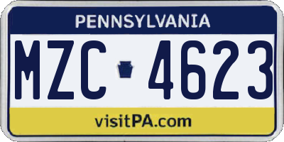PA license plate MZC4623