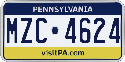 PA license plate MZC4624