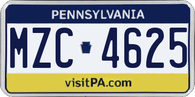 PA license plate MZC4625