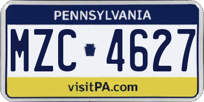 PA license plate MZC4627
