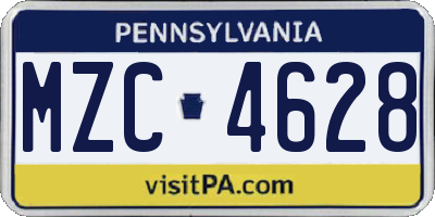 PA license plate MZC4628