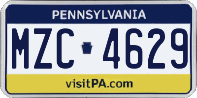 PA license plate MZC4629