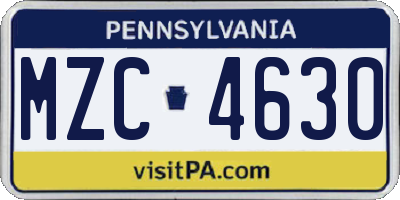 PA license plate MZC4630
