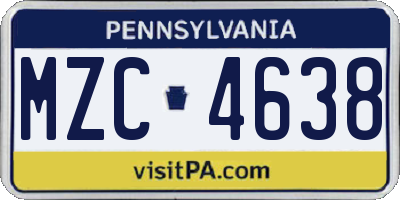 PA license plate MZC4638