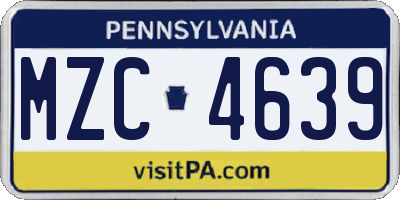 PA license plate MZC4639