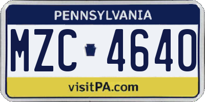 PA license plate MZC4640