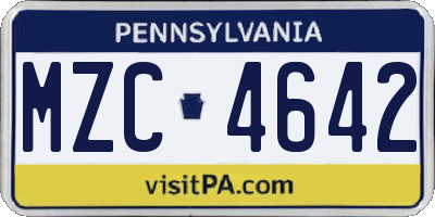 PA license plate MZC4642