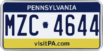 PA license plate MZC4644