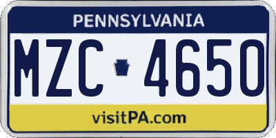 PA license plate MZC4650
