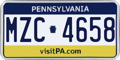 PA license plate MZC4658