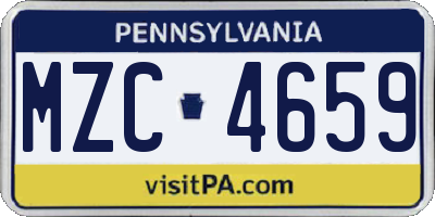 PA license plate MZC4659