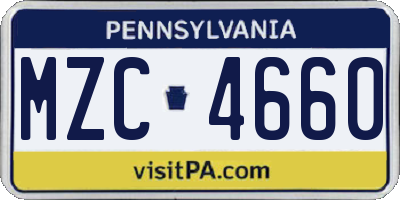 PA license plate MZC4660