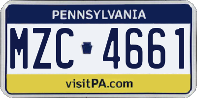 PA license plate MZC4661