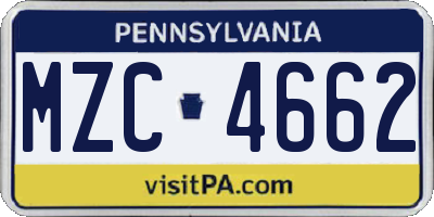 PA license plate MZC4662