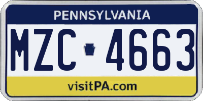 PA license plate MZC4663