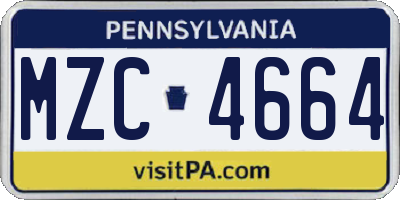 PA license plate MZC4664