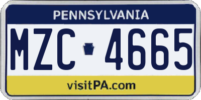 PA license plate MZC4665