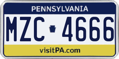 PA license plate MZC4666