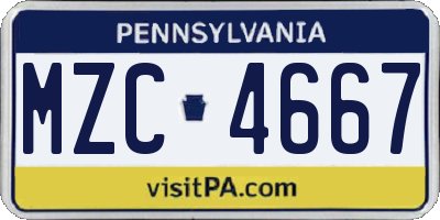 PA license plate MZC4667
